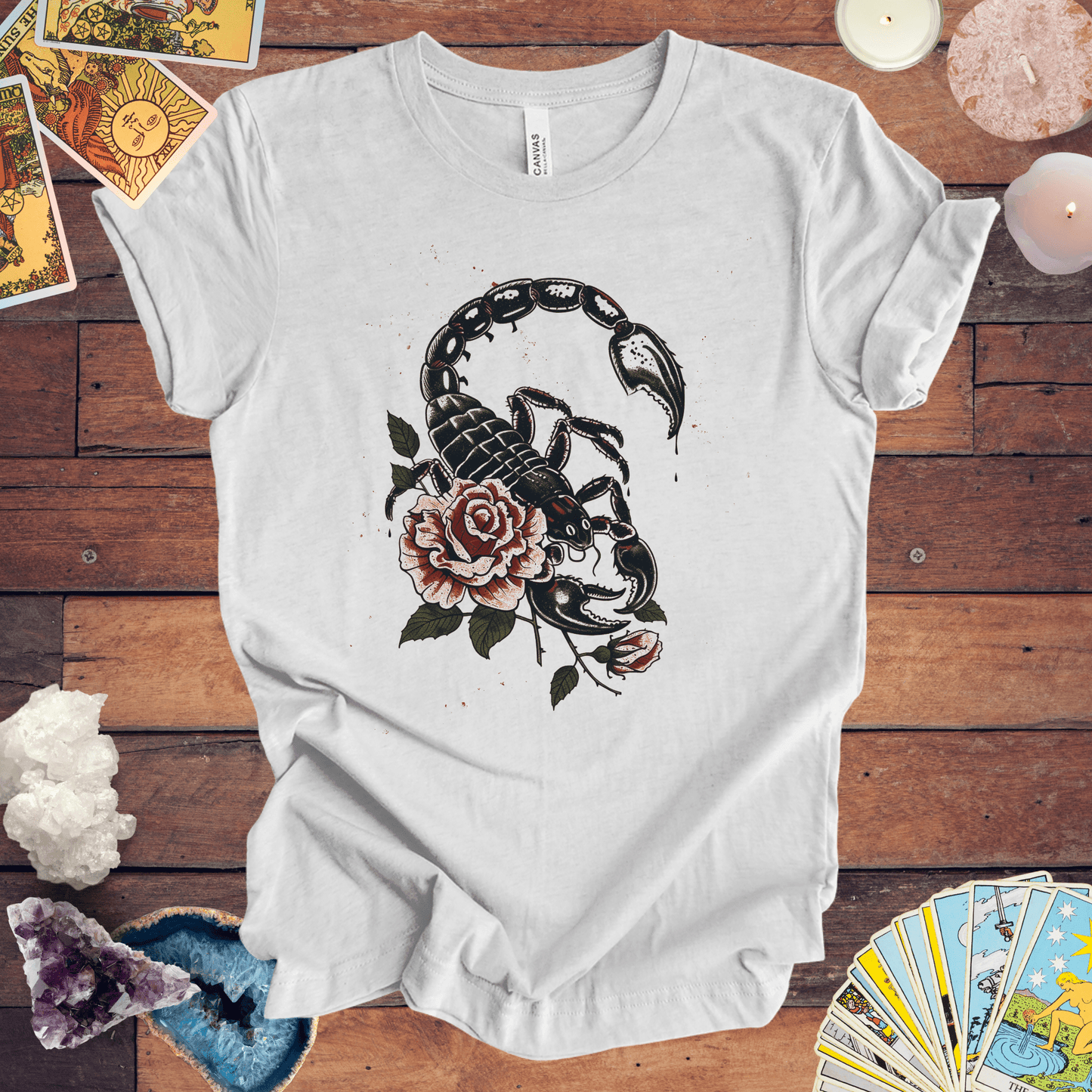 T-Shirt Ash / S Scorpio's Essence TShirt: Mystical Scorpion Art on Soft Cotton