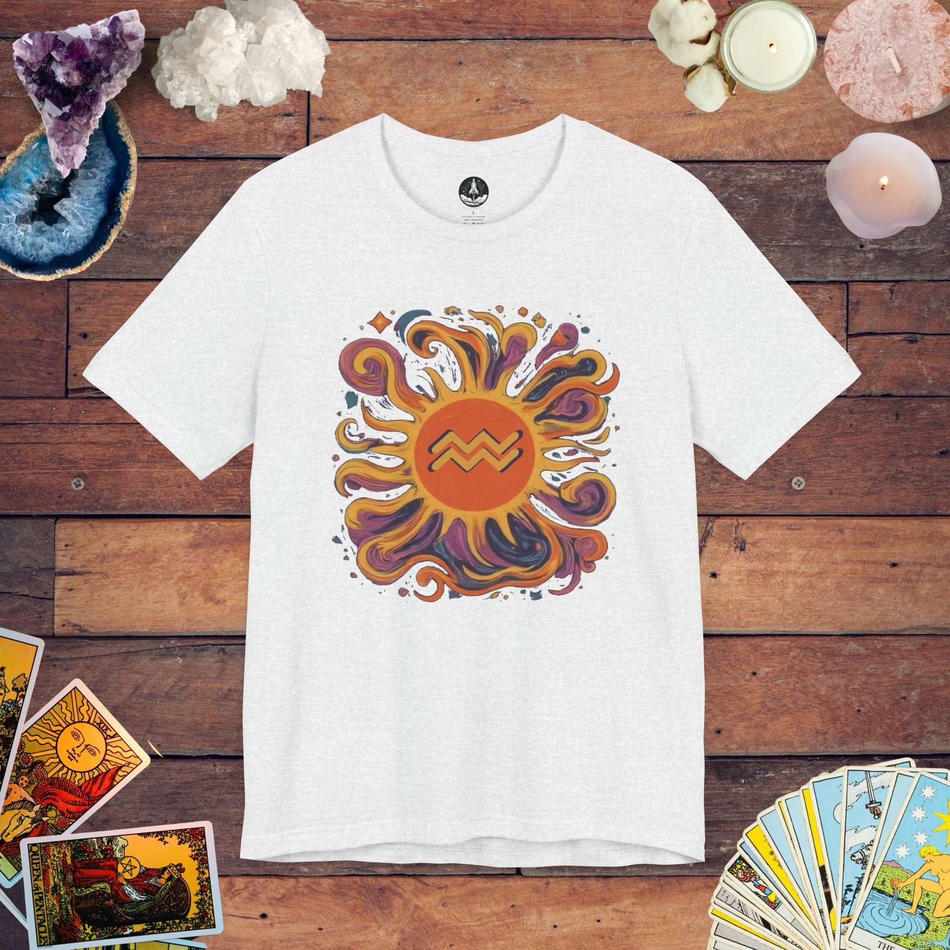 T-Shirt Ash / S Solar Flair Aquarius T-Shirt: Radiate Your Aquarius Essence