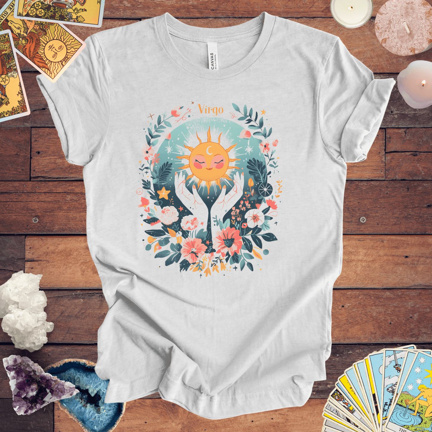 T-Shirt Ash / S Sunlit Maiden Virgo TShirt: Blossoming with Detail