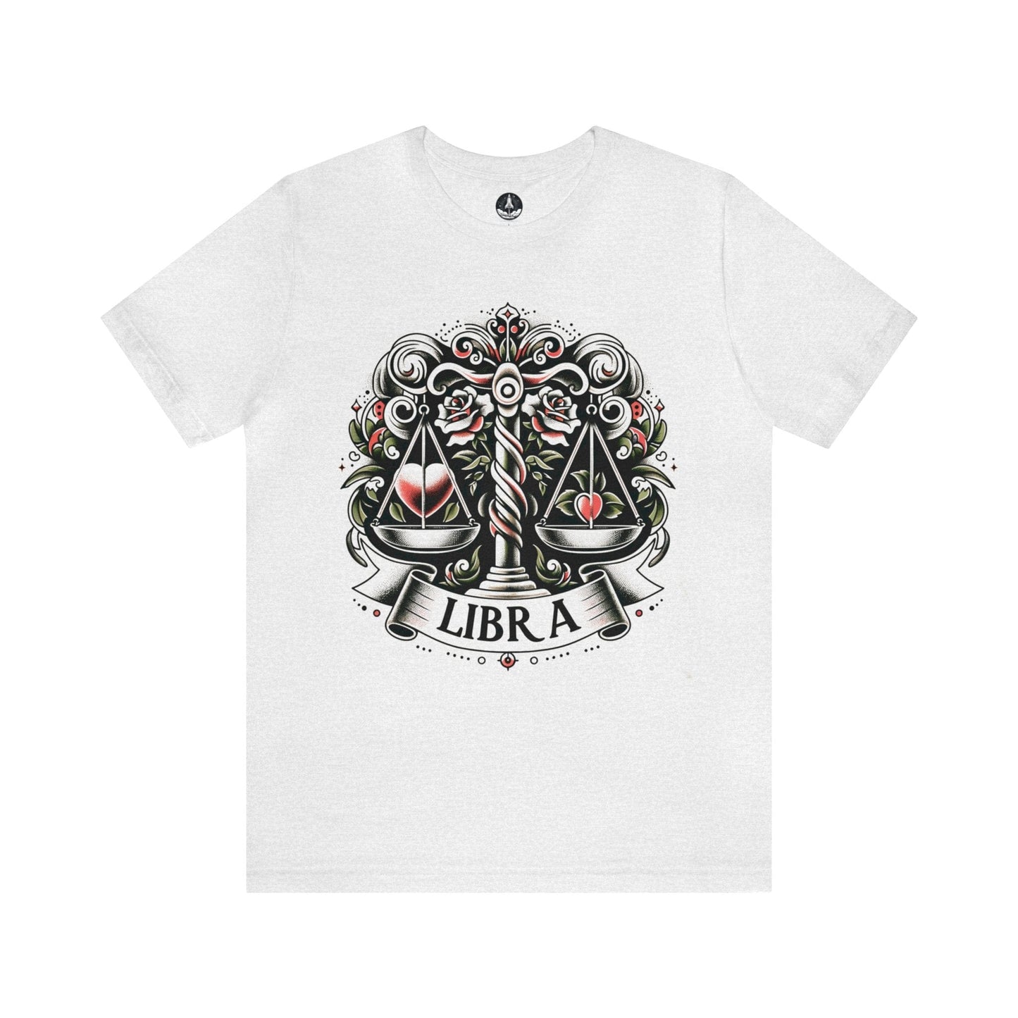 T-Shirt Ash / S Vintage Tattoo Scales of Justice: Libra T-Shirt