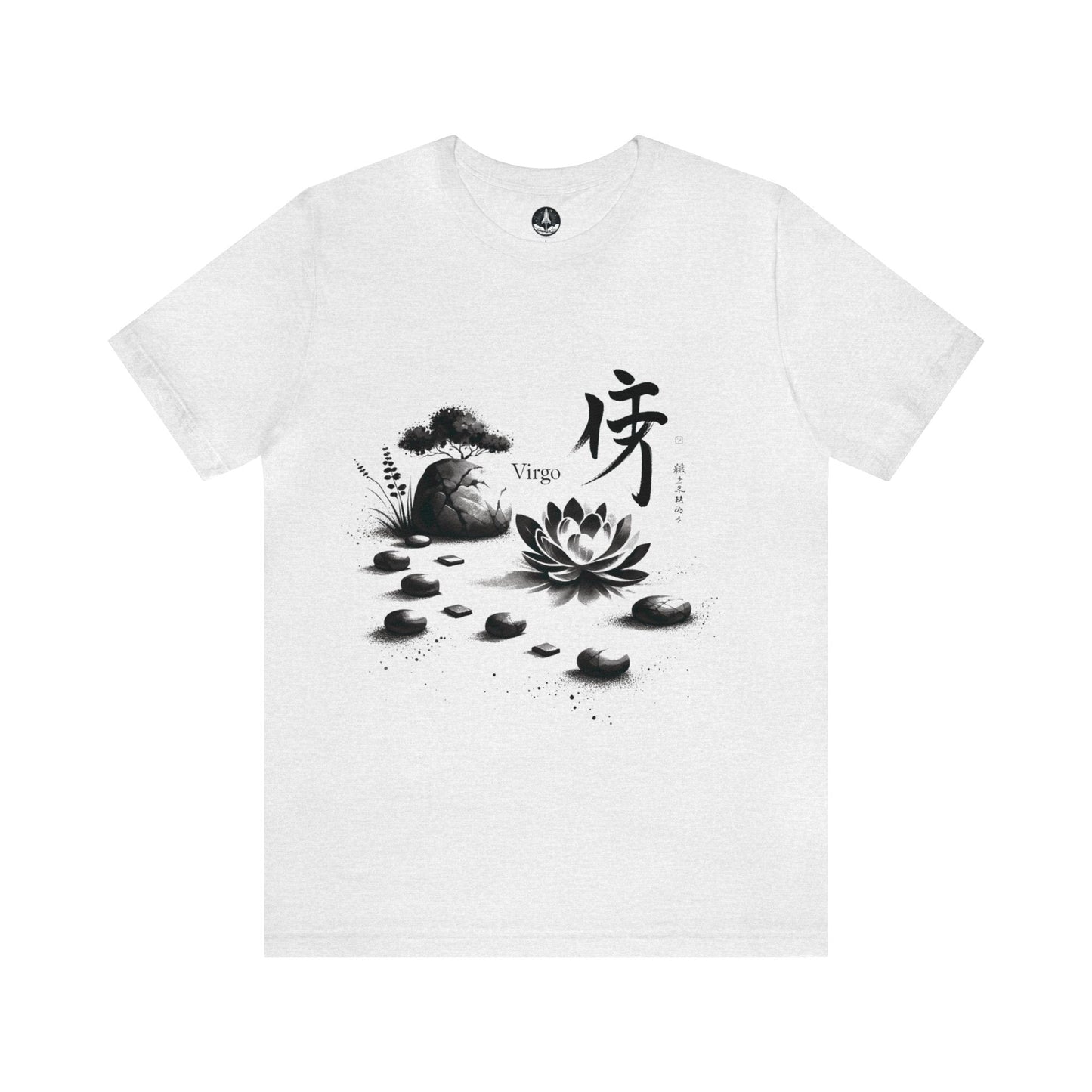 T-Shirt Ash / S Zen Garden Path: Sumi-e Ink Wash Design Virgo T-Shirt