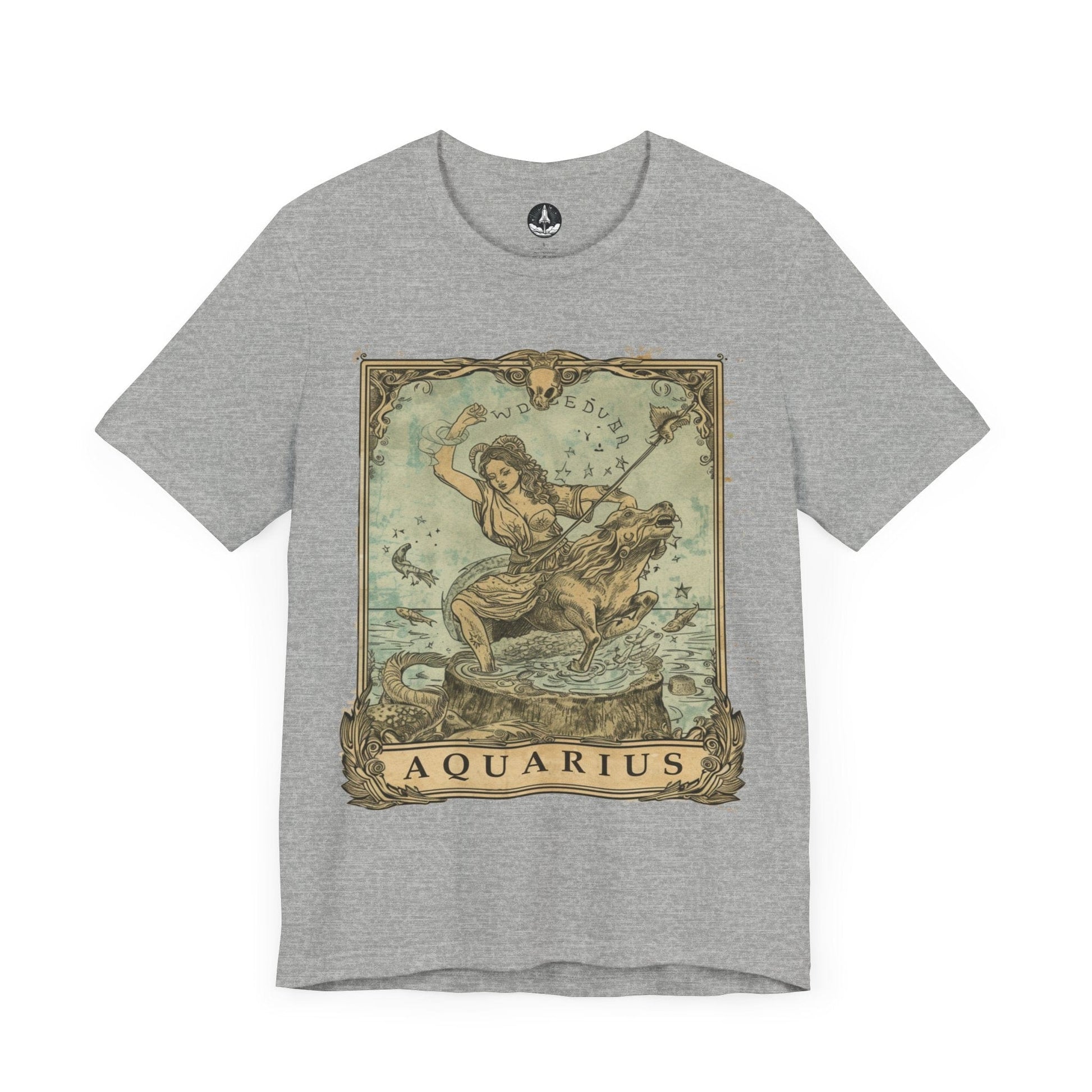 T-Shirt Athletic Heather / S Aquarius Odyssey T-Shirt: Navigating Mystical Seas with Boundless Spirit