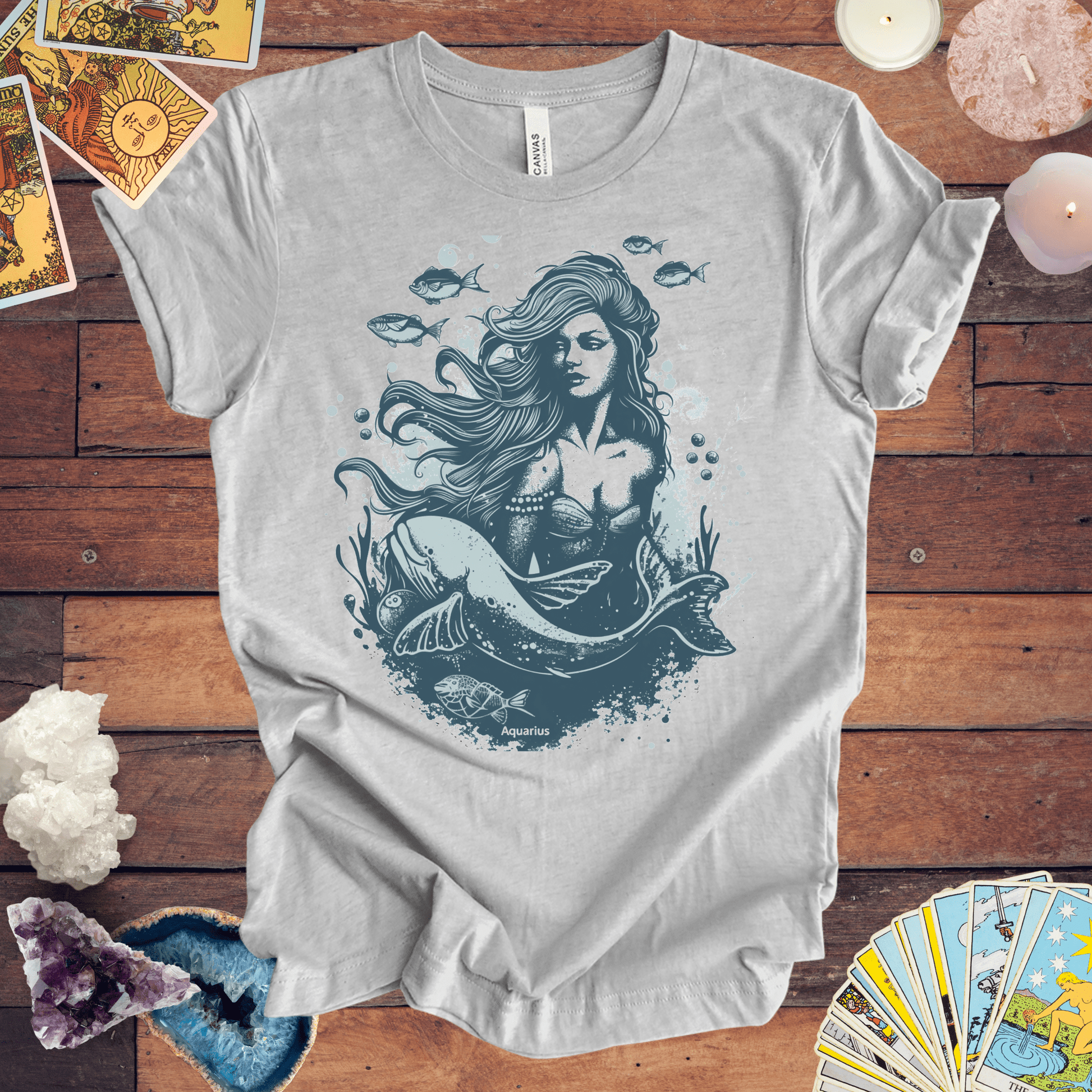 T-Shirt Athletic Heather / S Aquarius Siren T-Shirt: Enchanting Depths for the Visionary Spirit