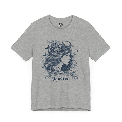 T-Shirt Athletic Heather / S Aquarius Windswept Wonder T-Shirt: Celestial Beauty for the Free Spirit