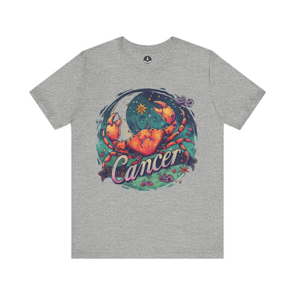 T-Shirt Athletic Heather / S Cancer Zodiac Tattoo Art T-Shirt: Cosmic Crustacean Vibrance
