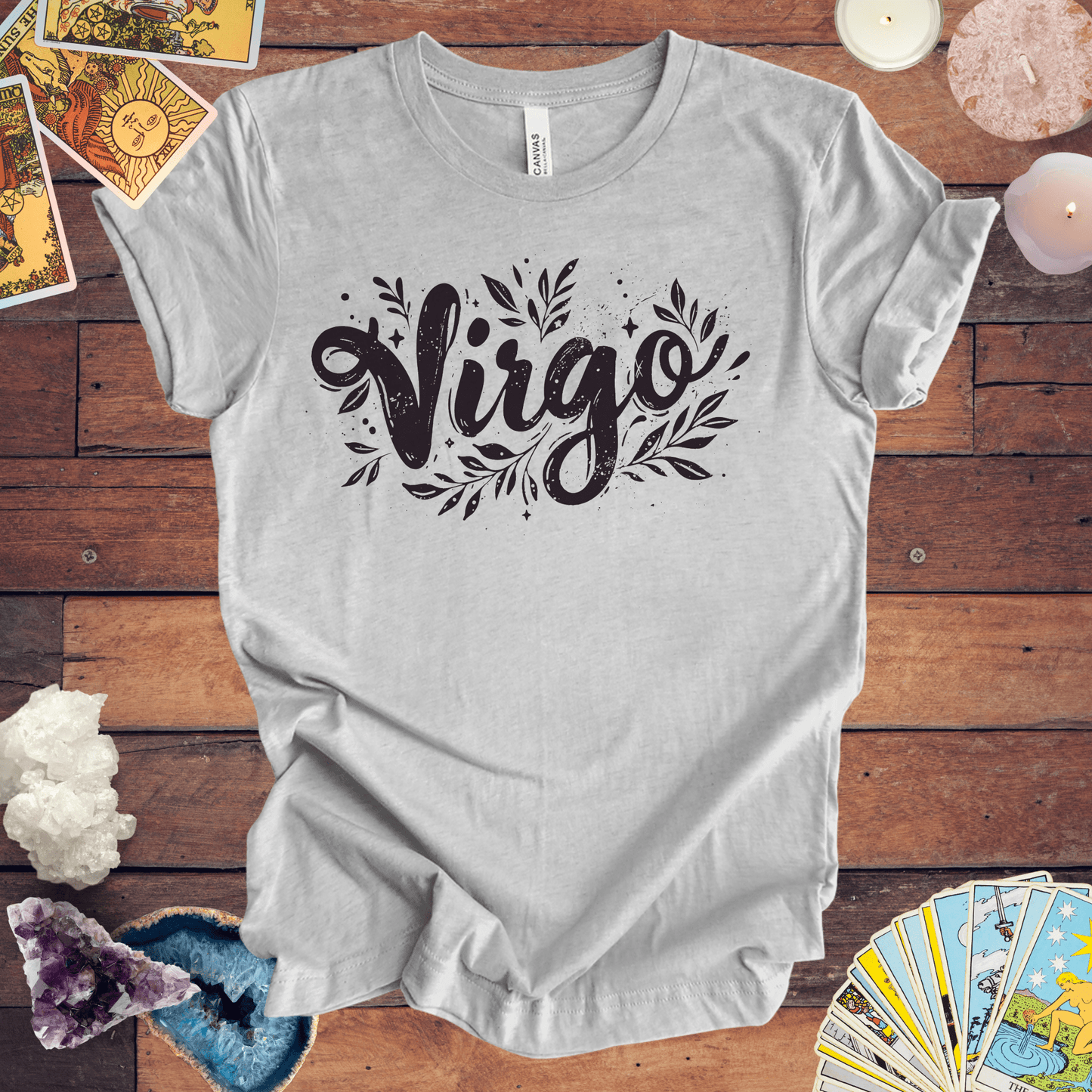 T-Shirt Athletic Heather / S Ink Splattered Virtue Virgo TShirt: Artistic Precision