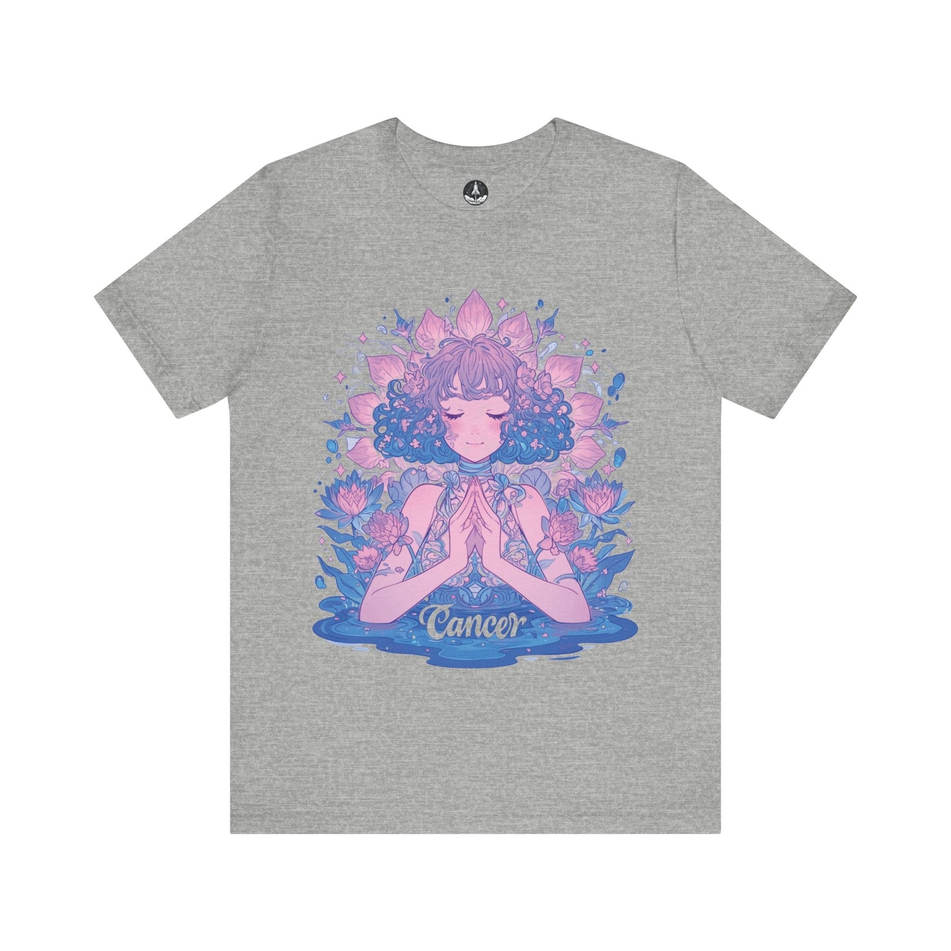 T-Shirt Athletic Heather / S Lunar Bloom Cancer TShirt: Serenity in the Stars