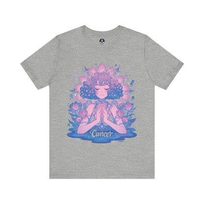 T-Shirt Athletic Heather / S Lunar Bloom Cancer TShirt: Serenity in the Stars