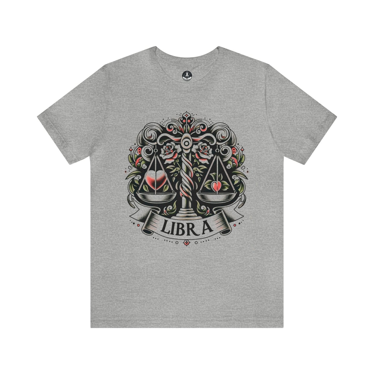T-Shirt Athletic Heather / S Vintage Tattoo Scales of Justice: Libra T-Shirt