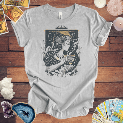 T-Shirt Athletic Heather / S Whispers of the Water Bearer: Aquarius Tarot Card T-Shirt