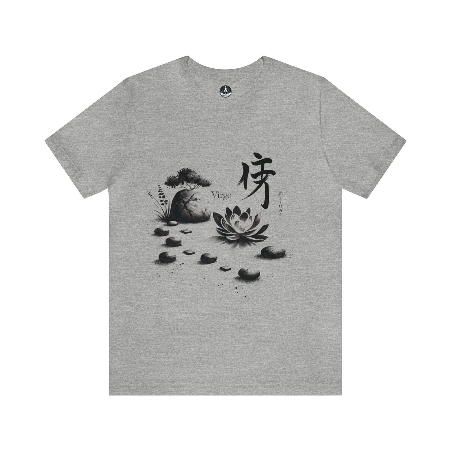 T-Shirt Athletic Heather / S Zen Garden Path: Sumi-e Ink Wash Design Virgo T-Shirt