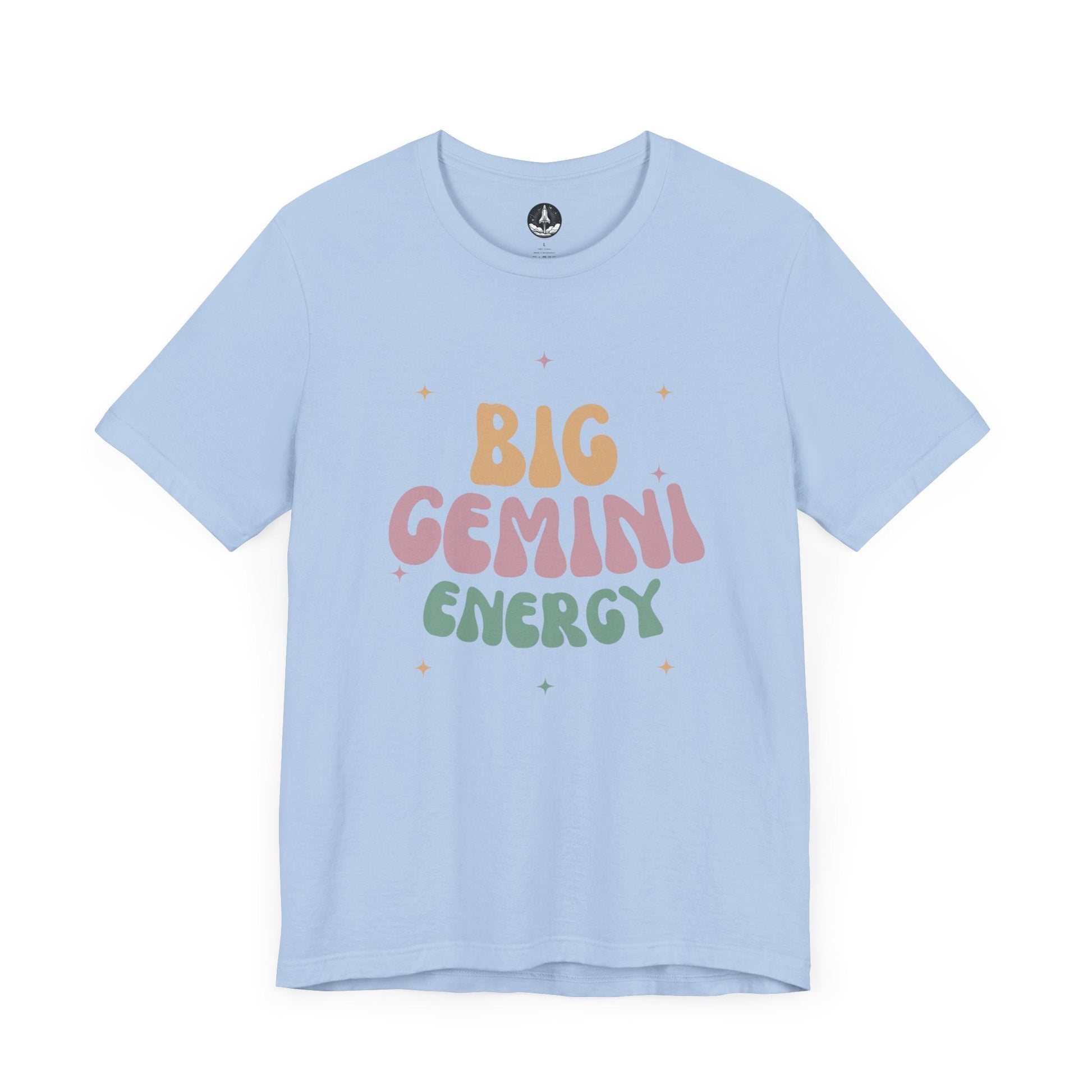 T-Shirt Baby Blue / S Big Gemini Energy T-Shirt: Vibrant Zodiac Apparel for Astrology Lovers