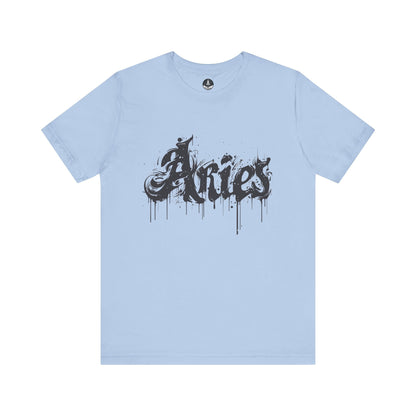 T-Shirt Baby Blue / S Ink-Dripped Aries Energy TShirt – Channel Your Inner Fire