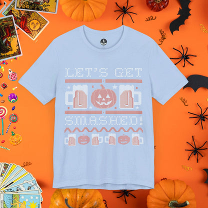 T-Shirt Baby Blue / S Let's Get Smashed - Halloween Ugly Sweater T-Shirt - Halloween Limited Edition