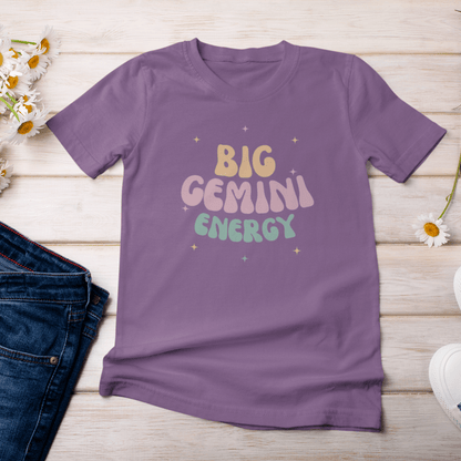 T-Shirt Big Gemini Energy T-Shirt: Vibrant Zodiac Apparel for Astrology Lovers