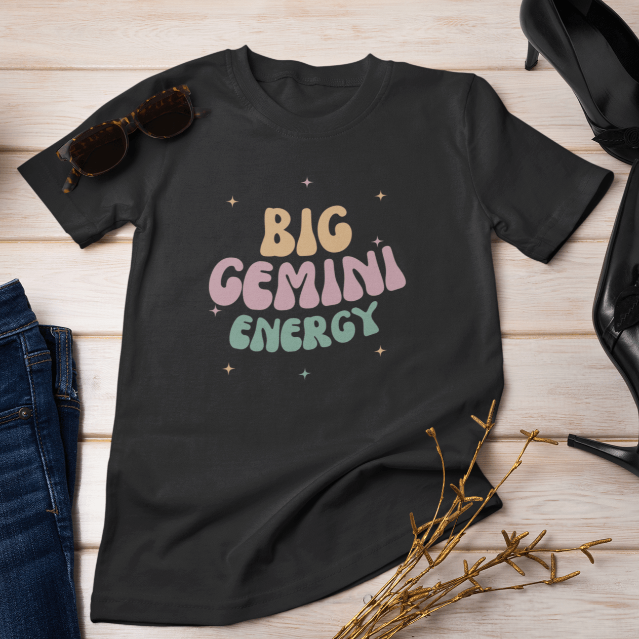 T-Shirt Big Gemini Energy T-Shirt: Vibrant Zodiac Apparel for Astrology Lovers