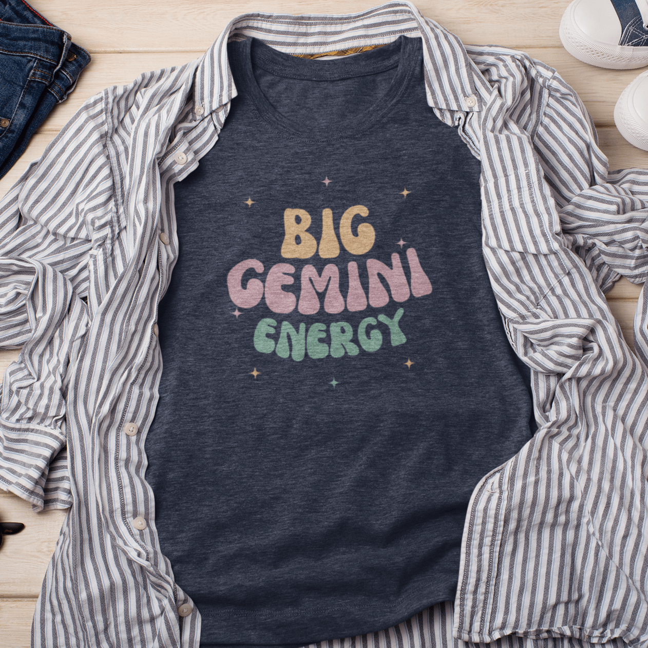 T-Shirt Big Gemini Energy T-Shirt: Vibrant Zodiac Apparel for Astrology Lovers