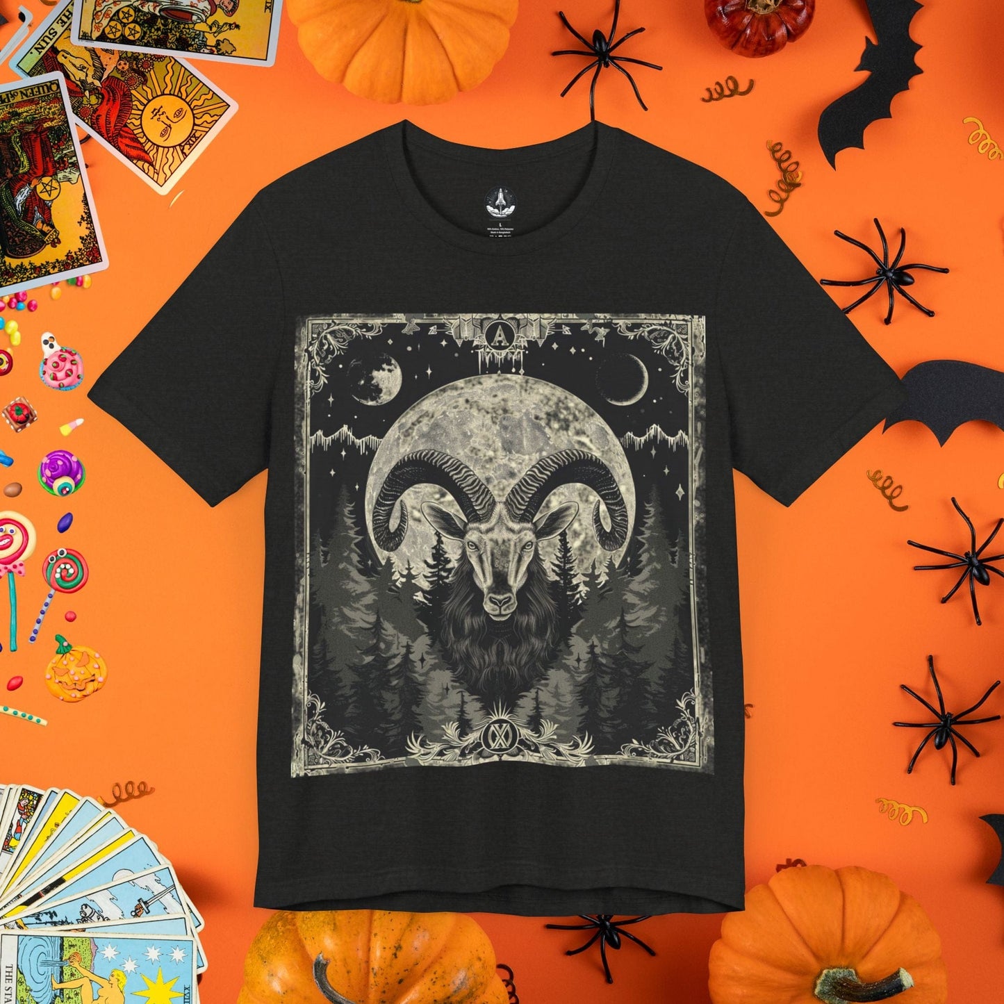 T-Shirt Black Heather / S Aries Horror Tarot Card T-Shirt - Halloween Limited Edition