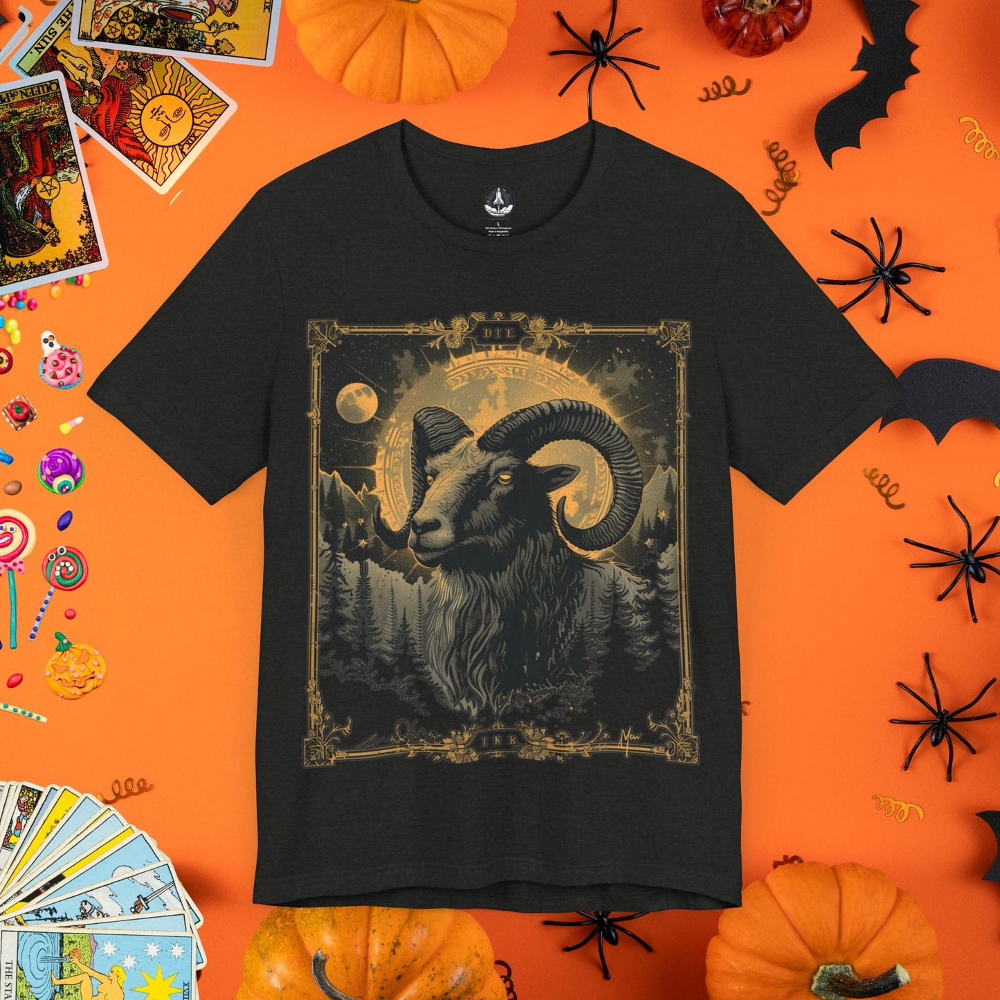 T-Shirt Black Heather / S Dark Aries Tarot Card T-Shirt - Halloween Limited Edition