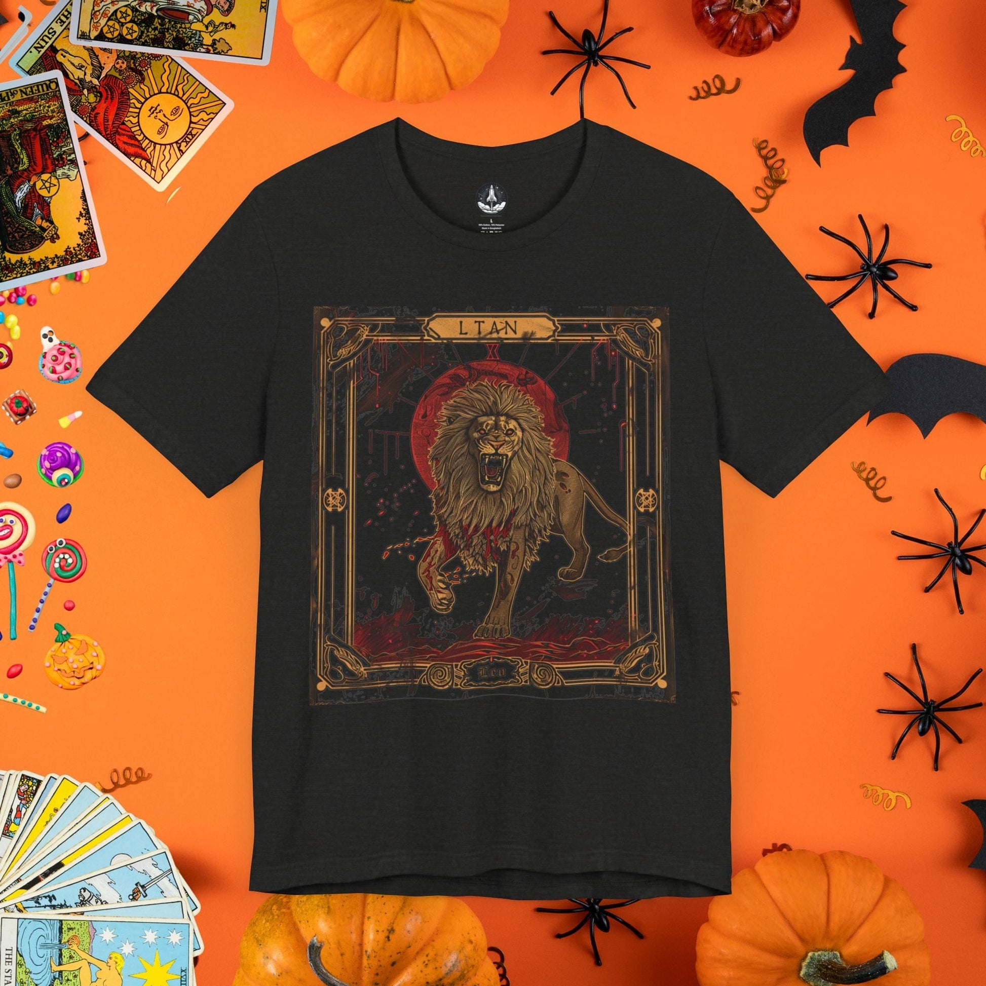 T-Shirt Black Heather / S Fierce Leo Halloween Tarot Card T-Shirt - Halloween Limited Edition