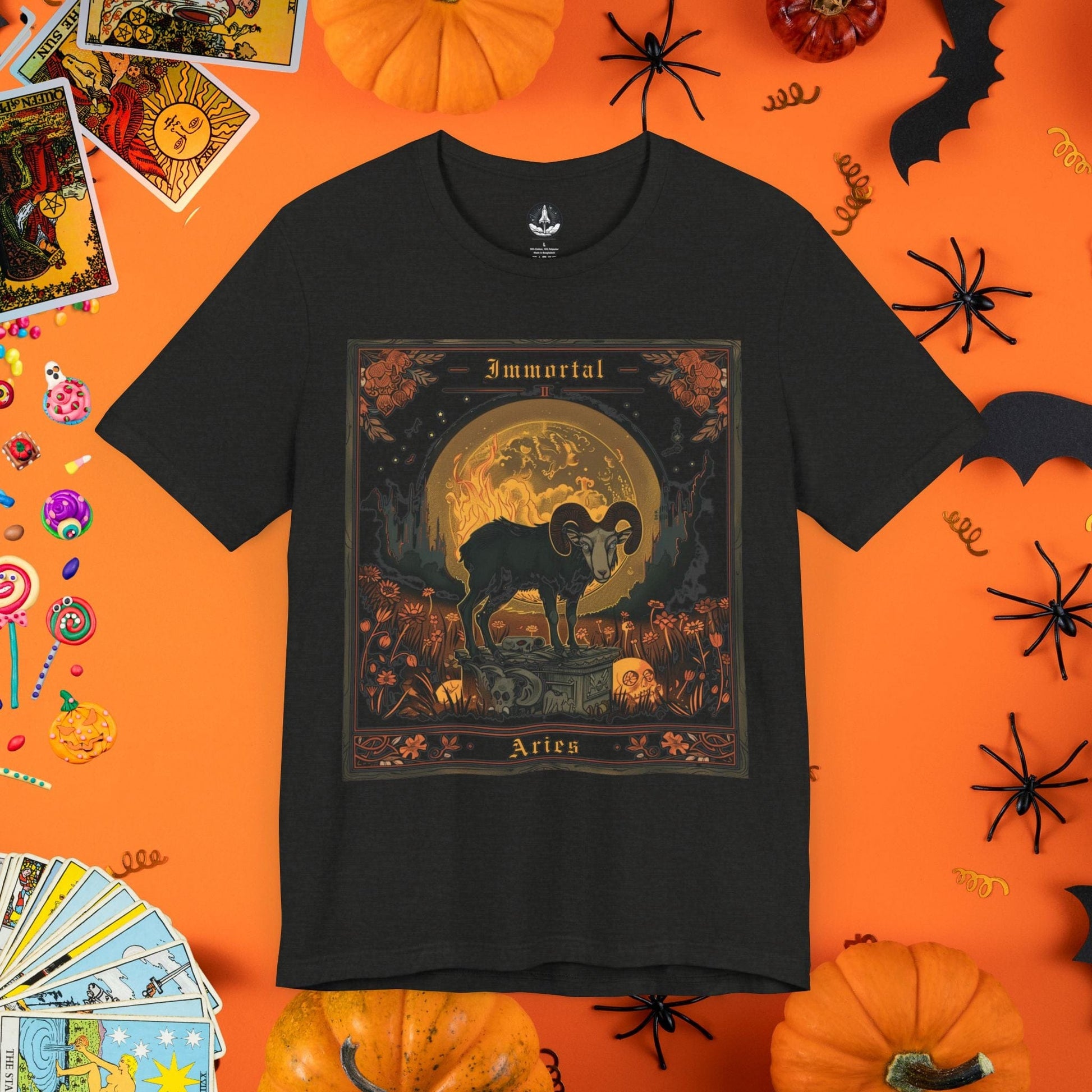 T-Shirt Black Heather / S Immortal Aries Tarot Card T-Shirt - Halloween Limited Edition