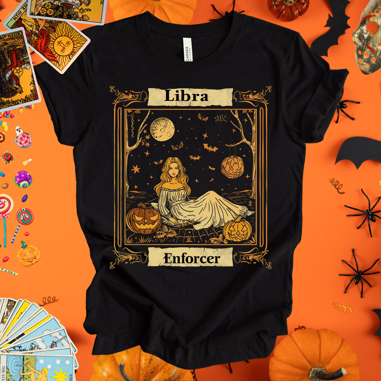 T-Shirt Black Heather / S Libra Enforcer - Halloween Tarot Card T-Shirt - Halloween Limited Edition