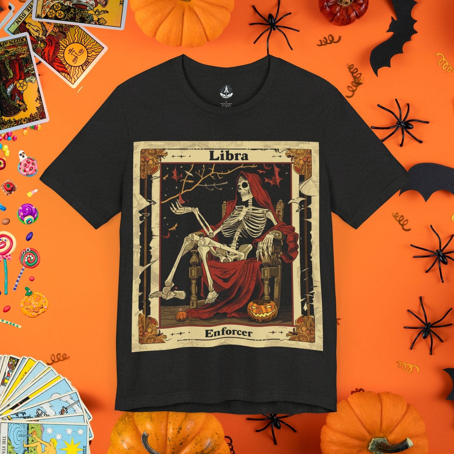 T-Shirt Black Heather / S Libra Enforcer - Tarot Card T-Shirt - Halloween Limited Edition