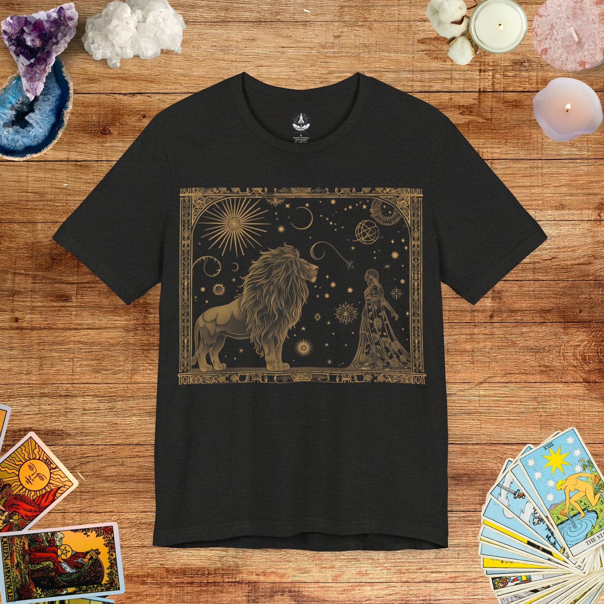 T-Shirt Black Heather / S Majestic Leo Tarot Card T-Shirt