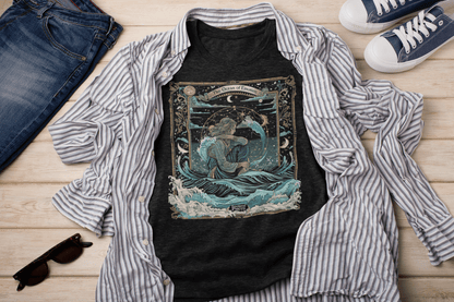 T-Shirt Black Heather / S Ocean Emotion: Pisces Tarot Card T-Shirt