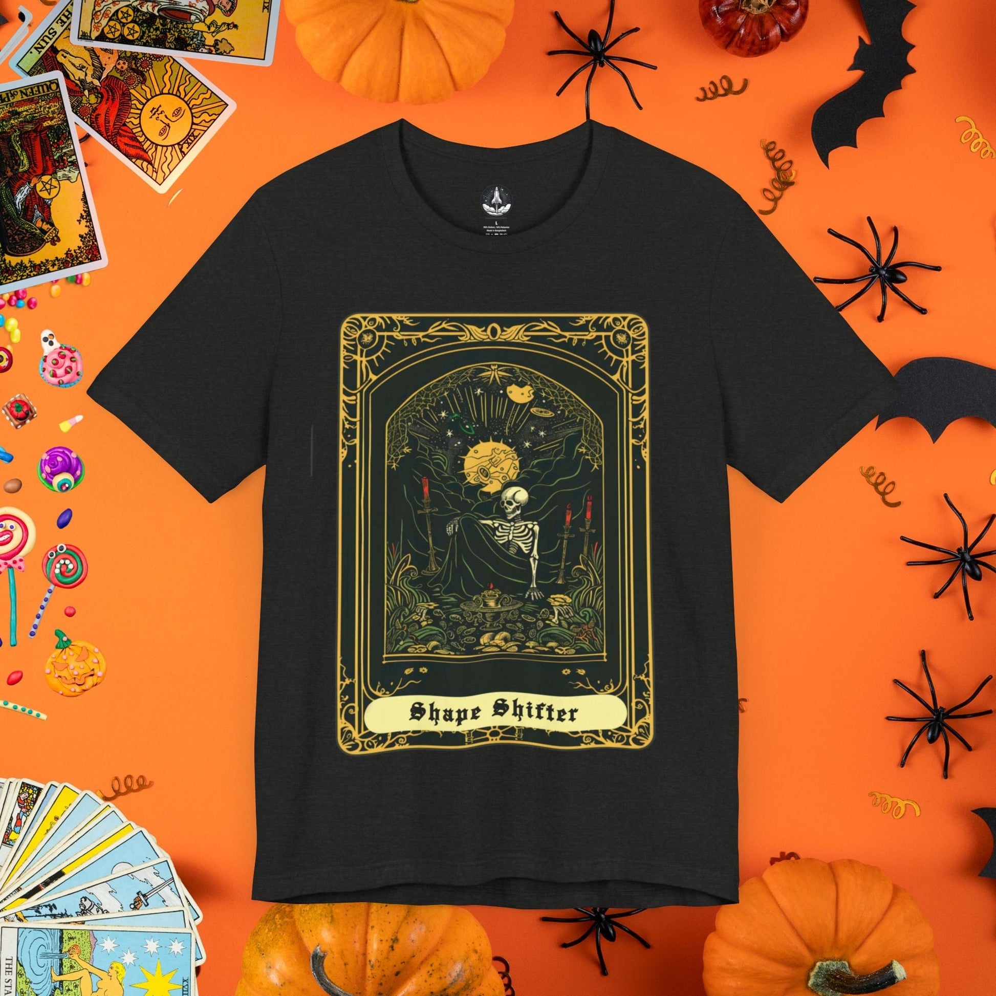 T-Shirt Black Heather / S Skeleton Shape Shifter Tarot Card T-Shirt - Halloween Limited Edition