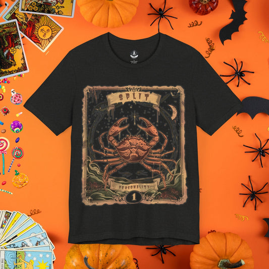 T-Shirt Black Heather / S Split Personality Cancer Tarot Card T-Shirt - Halloween Limited Edition