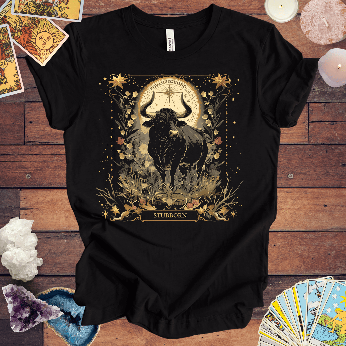 T-Shirt Black Heather / S Taurus Astrology: The Stoic Guardian Bull T-Shirt