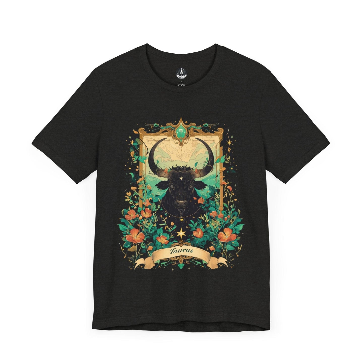 T-Shirt Black Heather / S Taurus Blossom: Celestial Garden Astrology T-Shirt