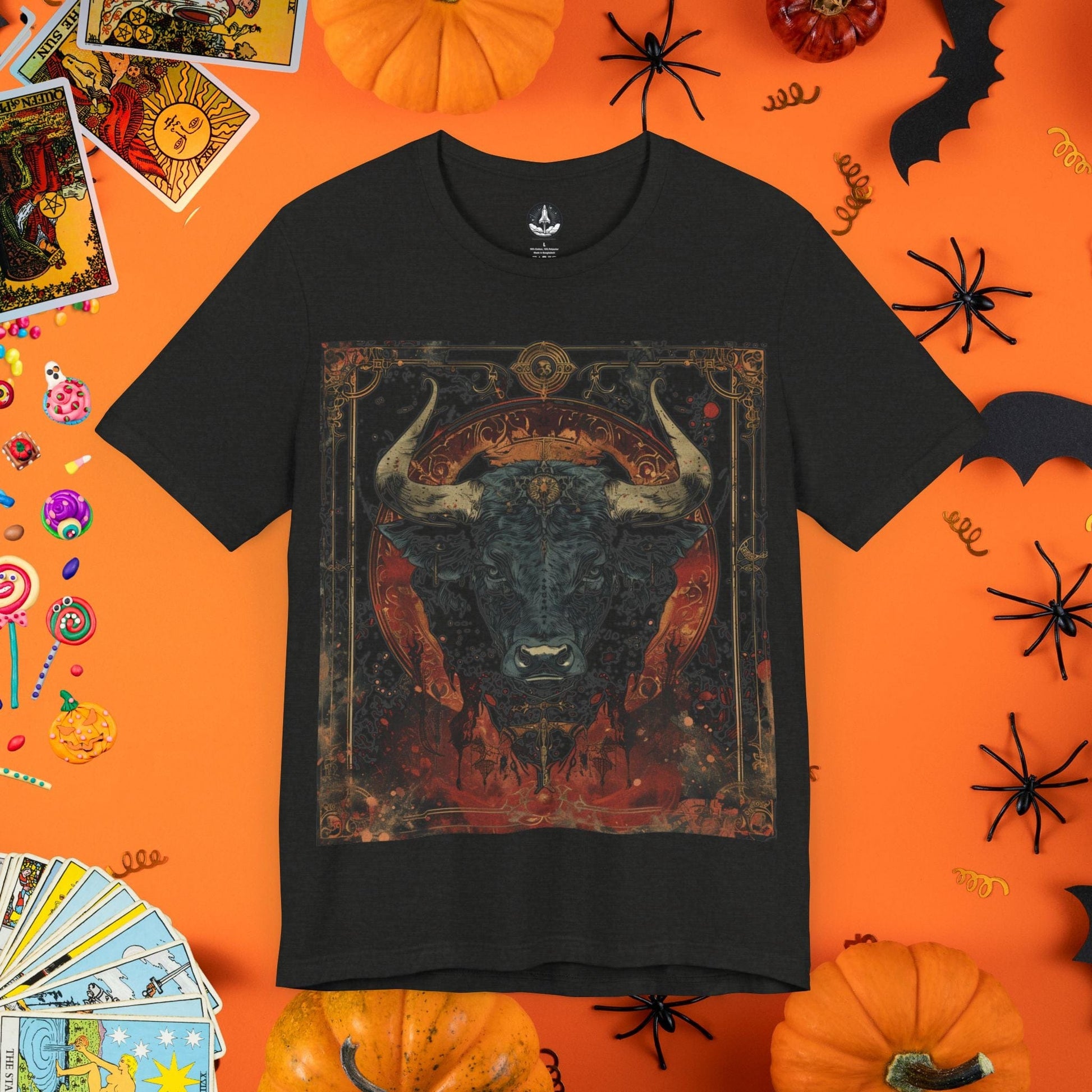 T-Shirt Black Heather / S Taurus Gothic Tarot T-Shirt - Halloween Limited Edition