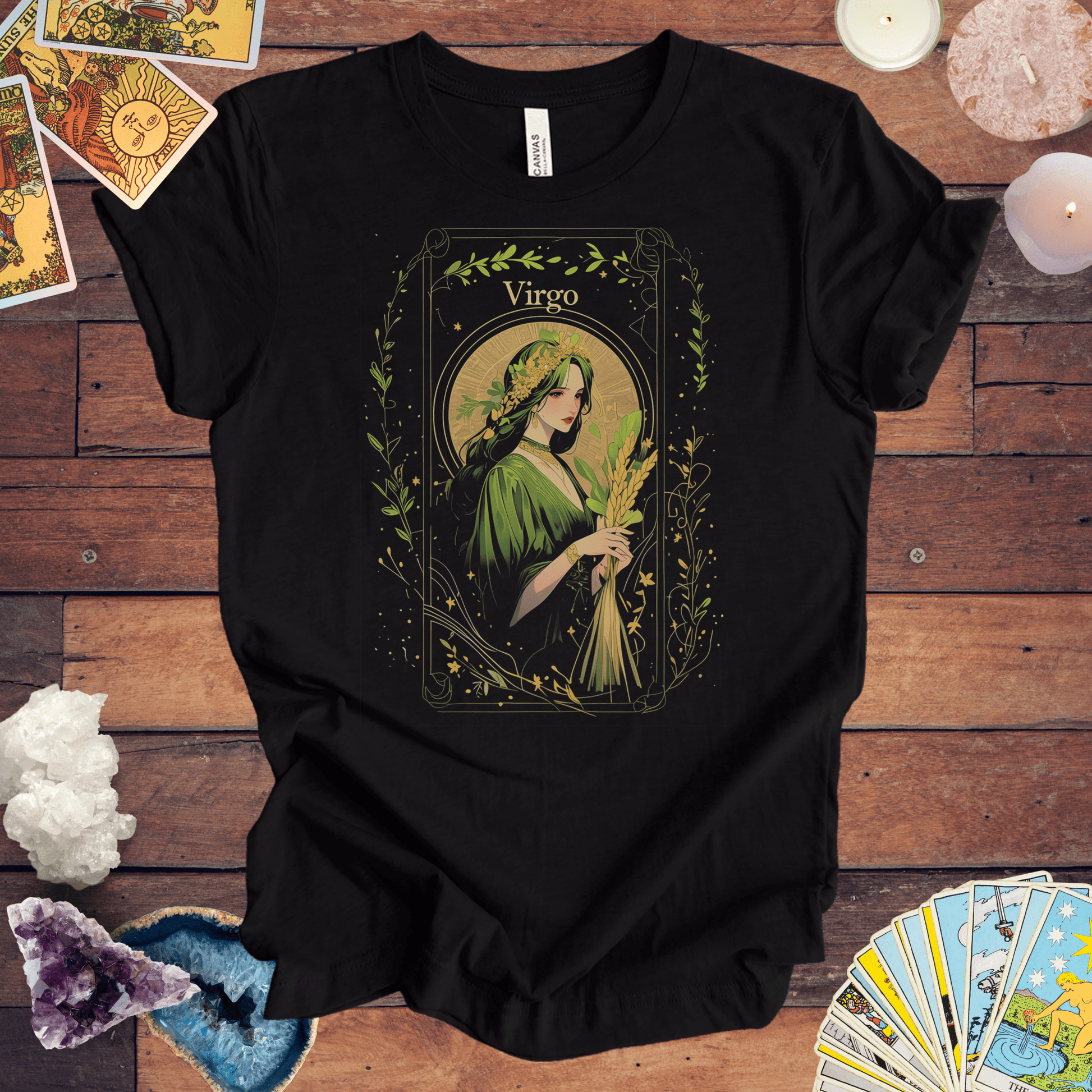 T-Shirt Black Heather / S The Maiden: Virgo Tarot Card T-Shirt