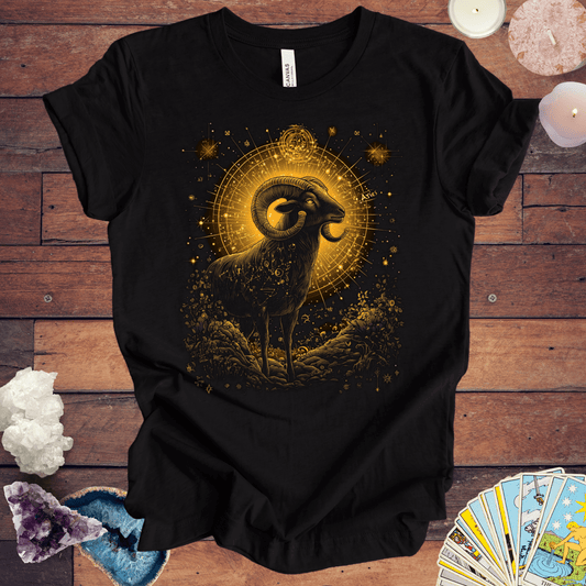 T-Shirt Black / S Aries Celestial Guardian Tarot Card T-Shirt