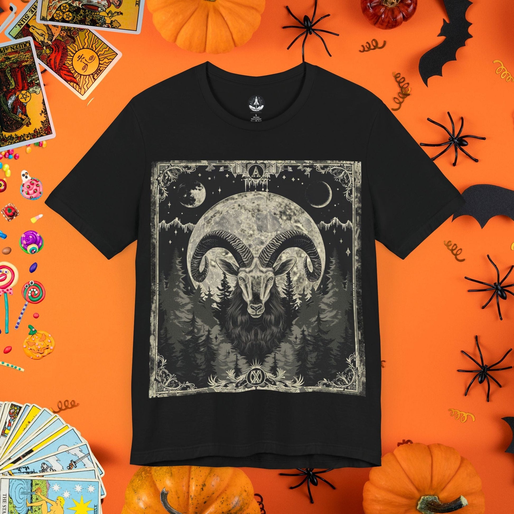 T-Shirt Black / S Aries Horror Tarot Card T-Shirt - Halloween Limited Edition