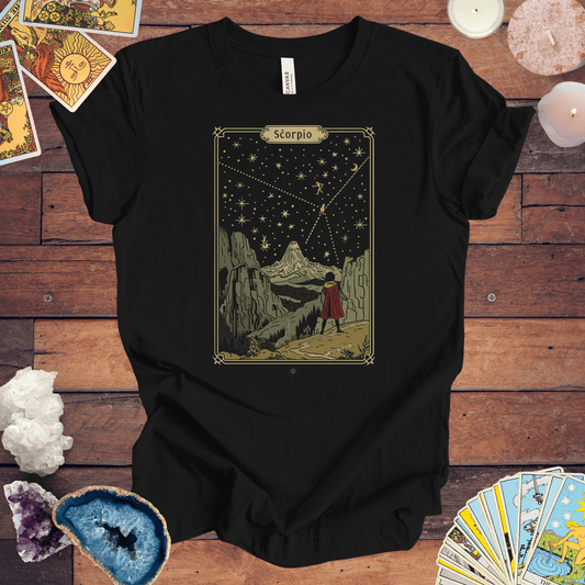 T-Shirt Black / S Ascent of Ambition: Scorpio Tarot Card T-Shirt