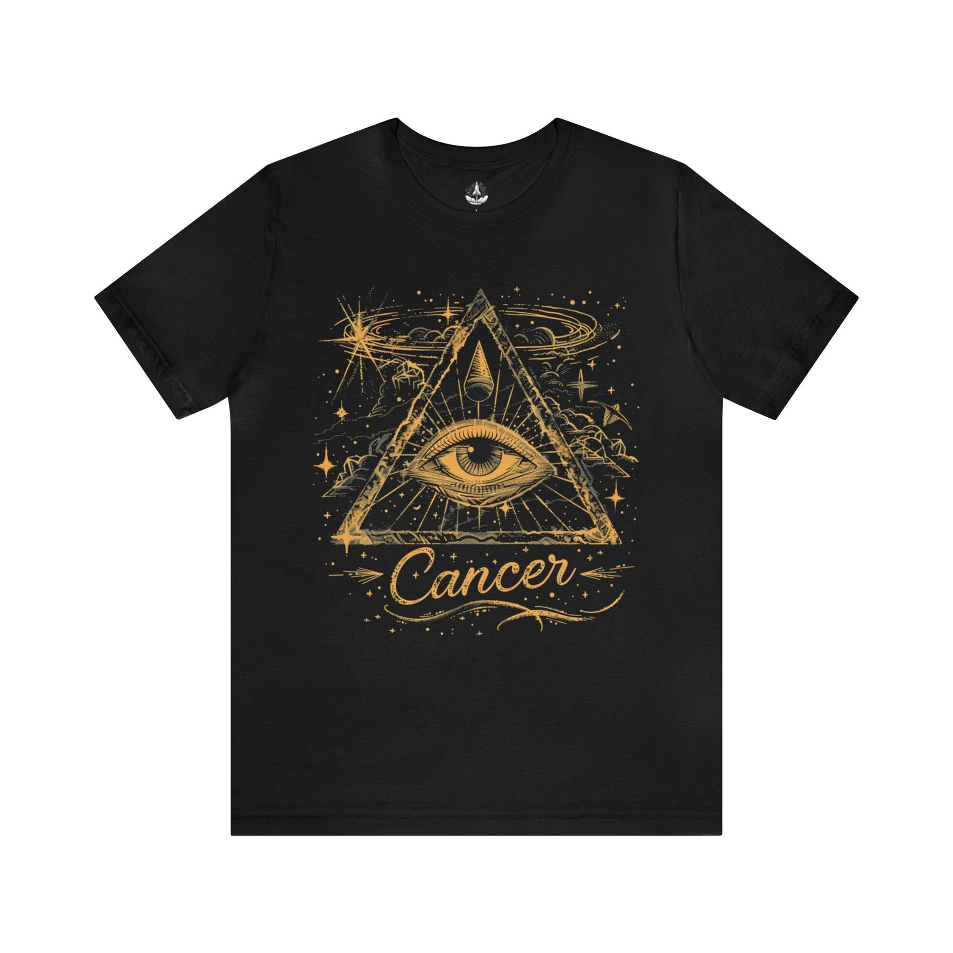 T-Shirt Black / S Cancer Intuitive Vision T-Shirt: Celestial Insight in Gold and Indigo