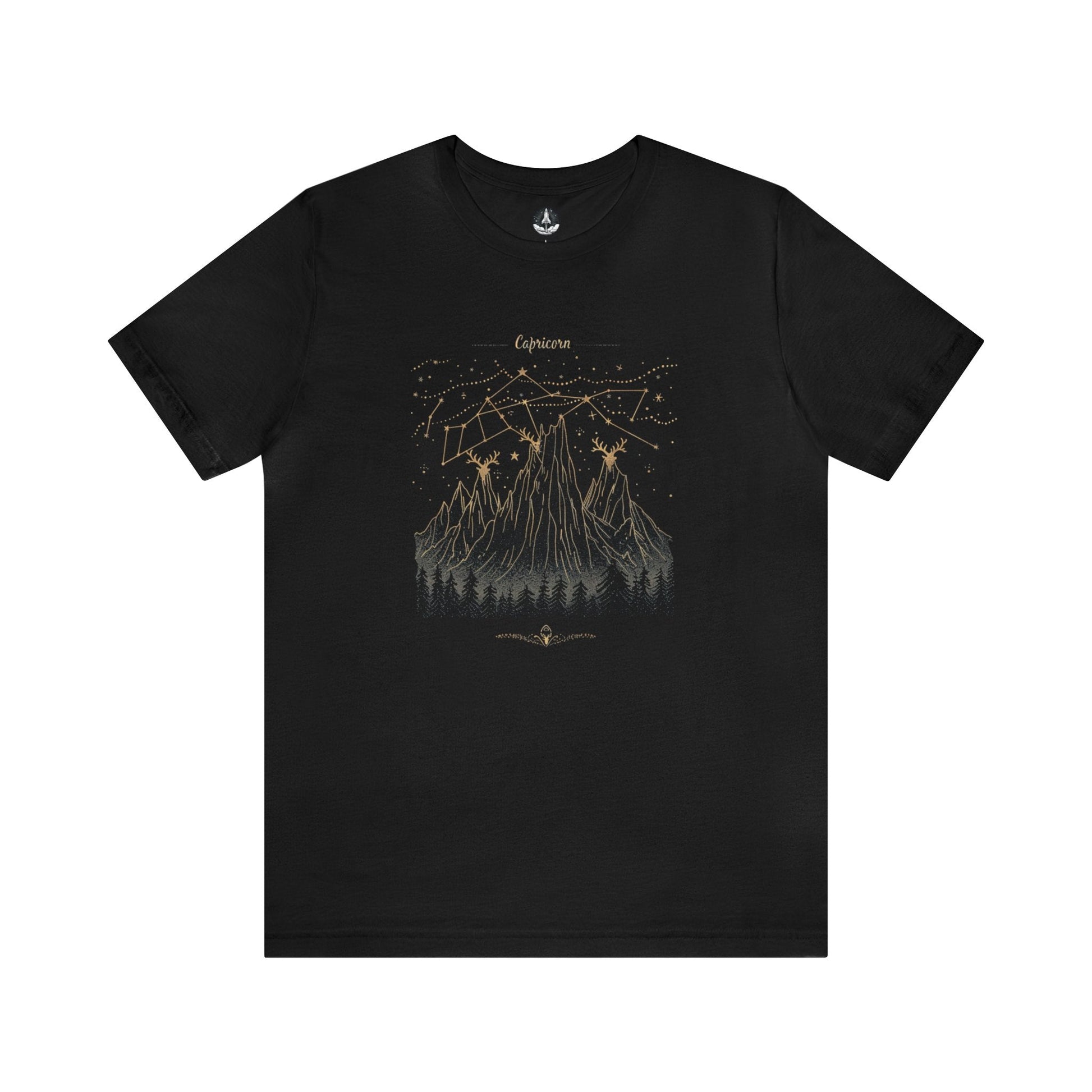 T-Shirt Black / S Capricorn Mountain Constellation T-Shirt: Reach New Peaks