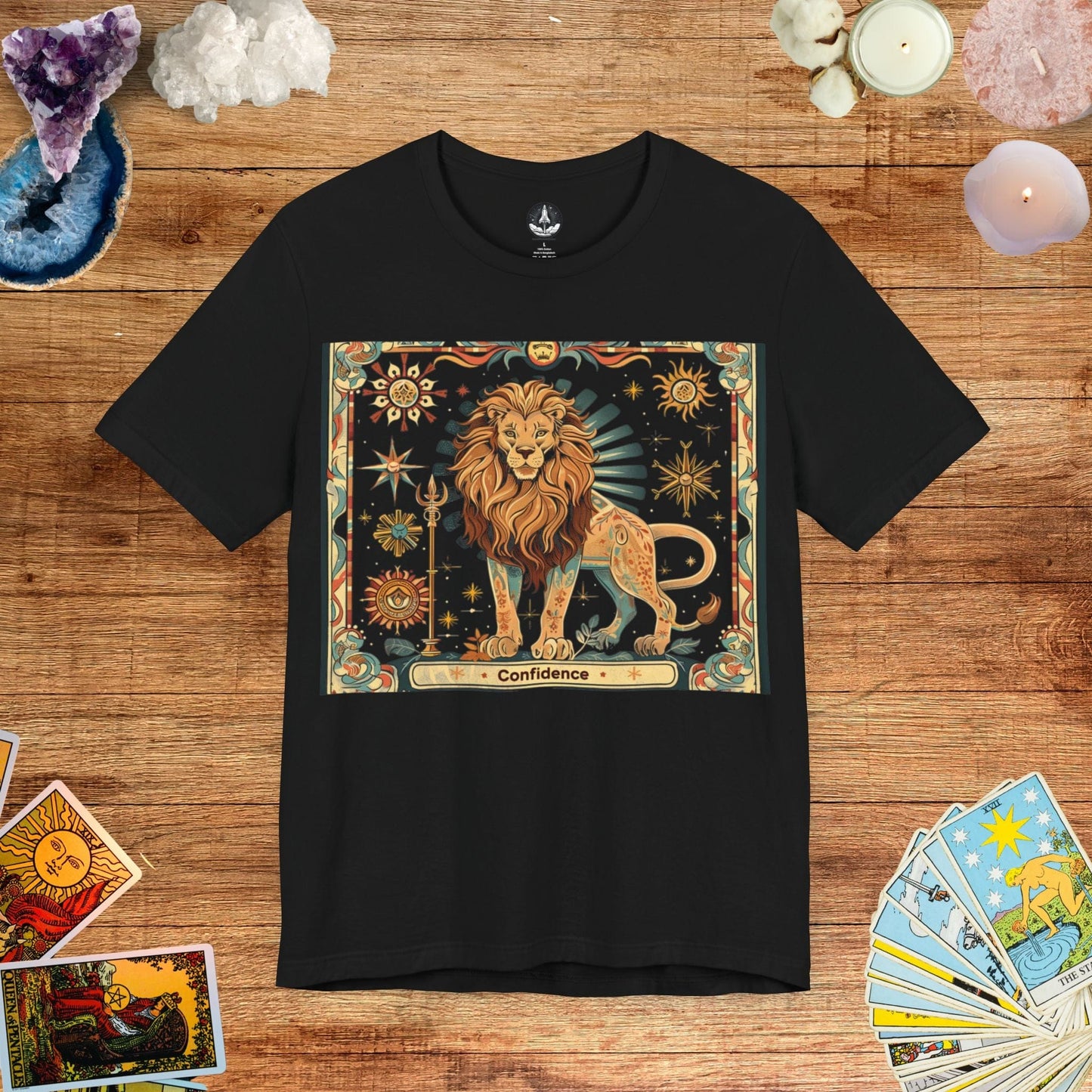 T-Shirt Black / S Confidence Leo Tarot Card T-Shirt