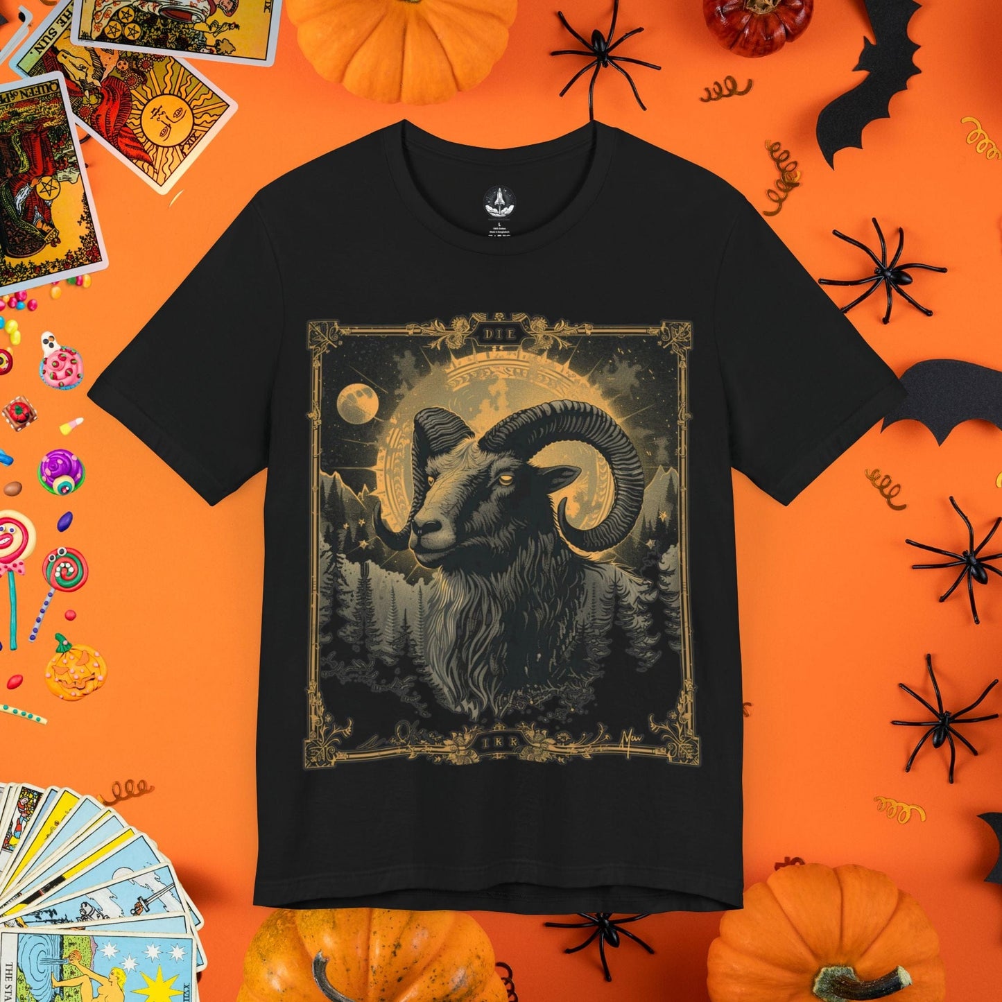 T-Shirt Black / S Dark Aries Tarot Card T-Shirt - Halloween Limited Edition