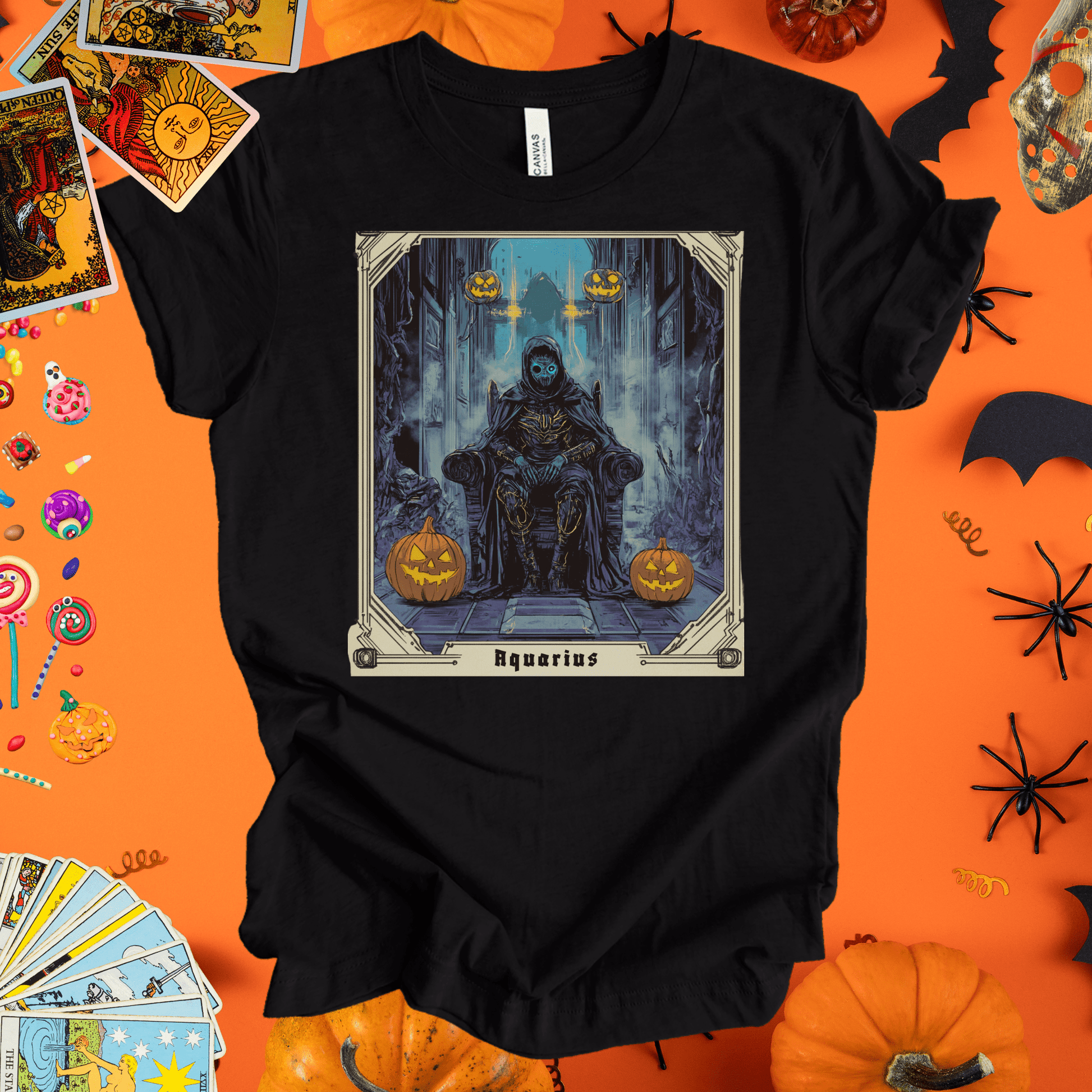 T-Shirt Black / S Dark Visionary  - Aquarius Tarot Card T-Shirt - Halloween Limited Edition