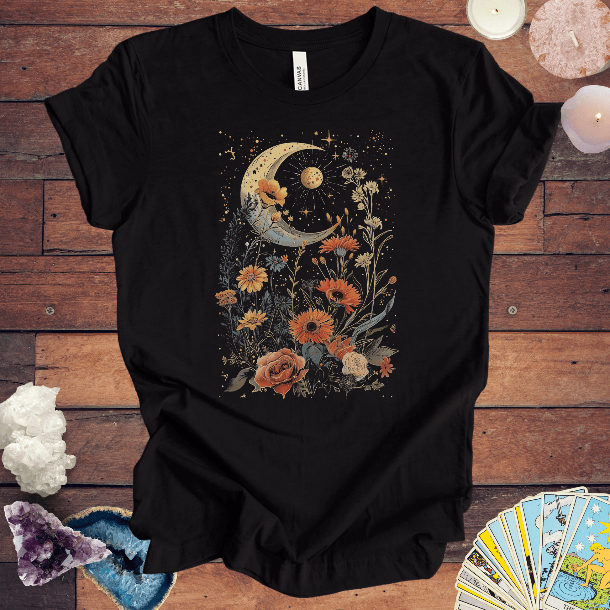 T-Shirt Black / S Eclipse Garden - Celestial Floral T-Shirt