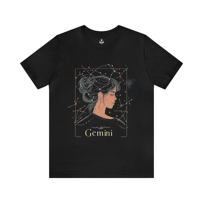 T-Shirt Black / S Gemini Mercurial Magic T-Shirt: Stargazing Elegance for the Twin Souls