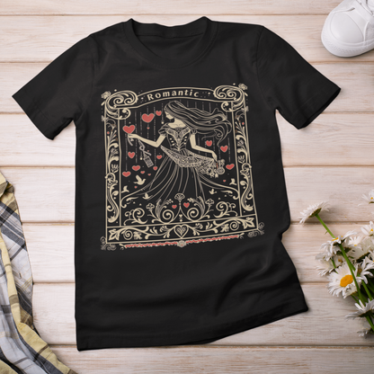 T-Shirt Black / S Heartstrings Romantic: Libra Tarot Card T-Shirt
