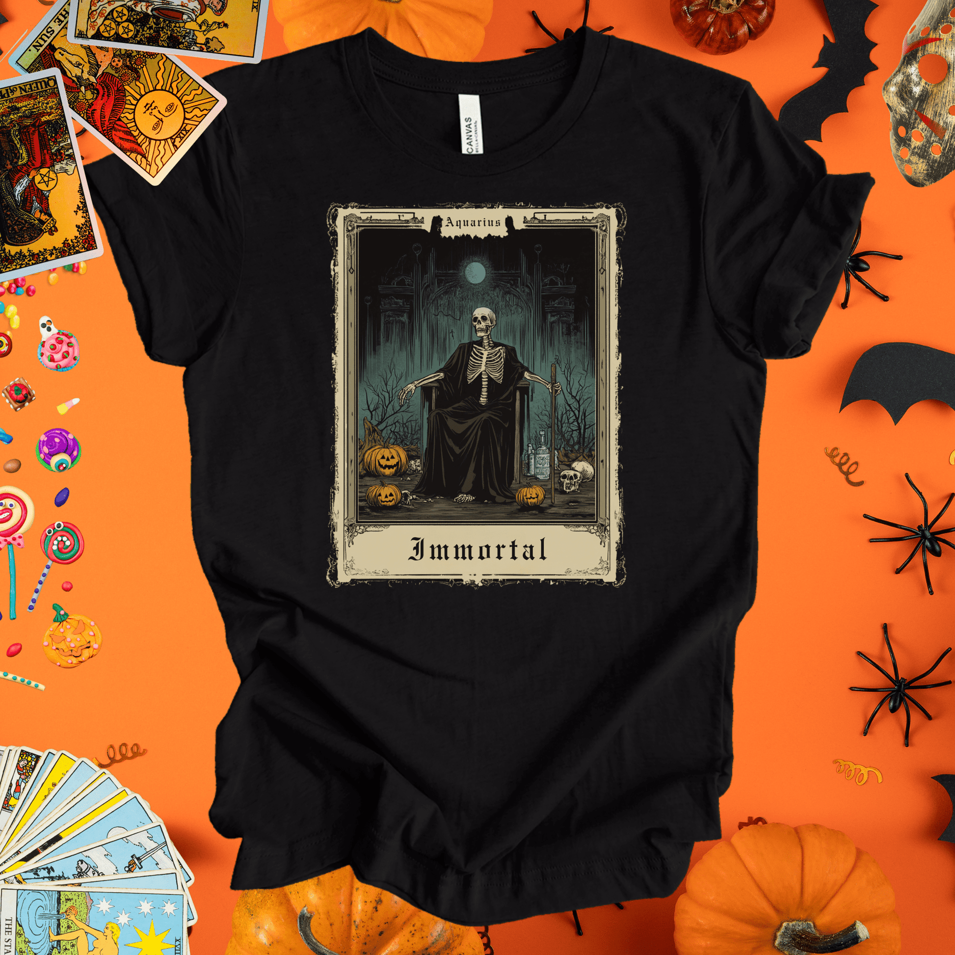 T-Shirt Black / S Immortal  - Aquarius Tarot Card T-Shirt - Halloween Limited Edition