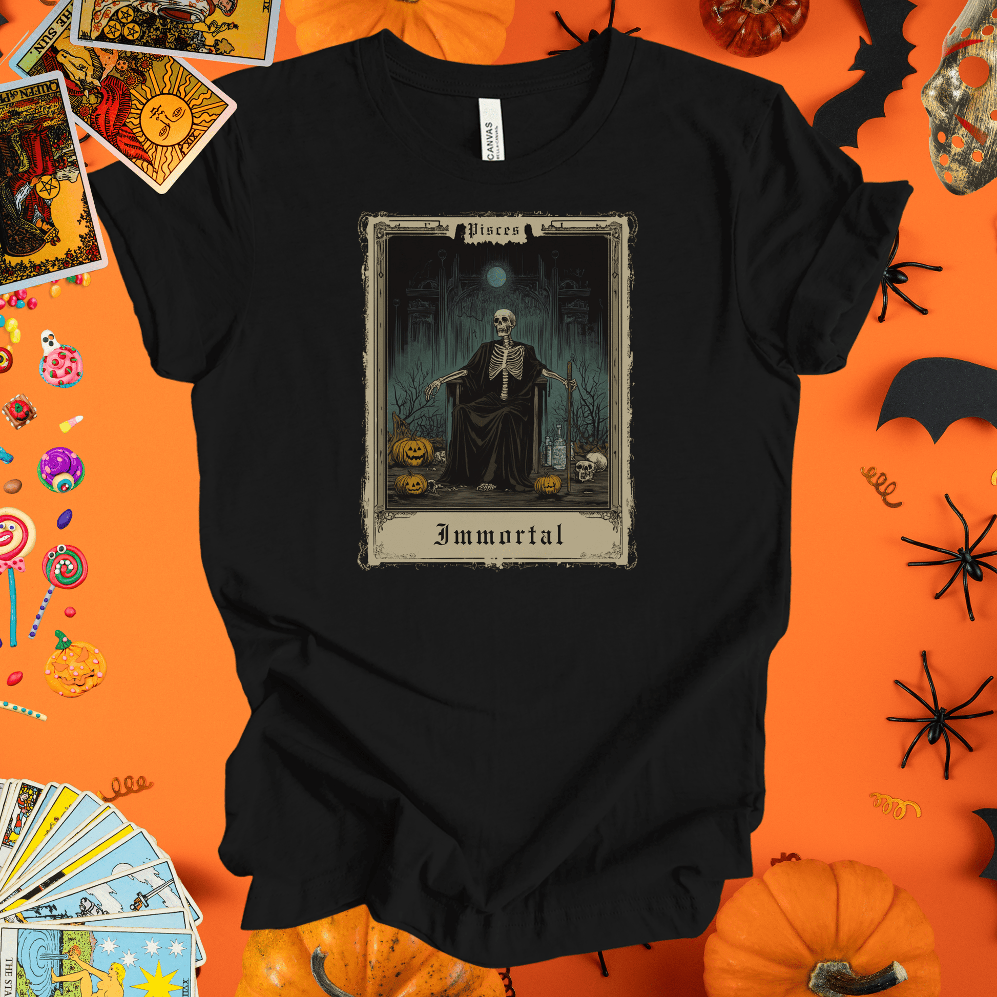 T-Shirt Black / S Immortal  - Pisces Tarot Card T-Shirt - Halloween Limited Edition