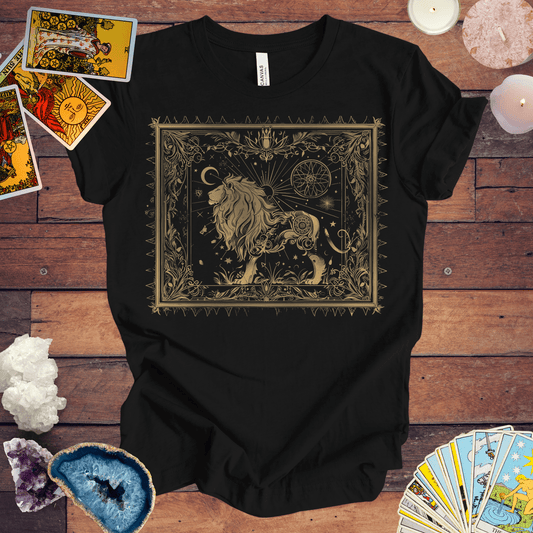 T-Shirt Black / S Lion's Radiance Leo Tarot Card T-Shirt