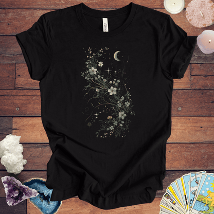 T-Shirt Black / S Moonlit Petals - Enchanting Floral T-Shirt